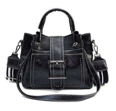 Vintage Buckle Leather Satchel