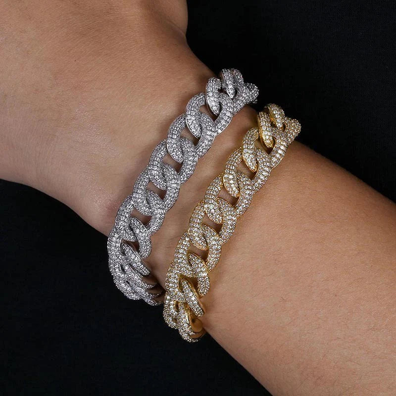 Bold Zirconium Iron Cord Bracelet with Beautiful Sparkling Rectangular Clasp