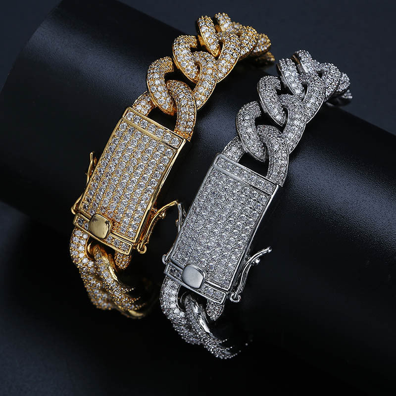 Bold Zirconium Iron Cord Bracelet with Beautiful Sparkling Rectangular Clasp