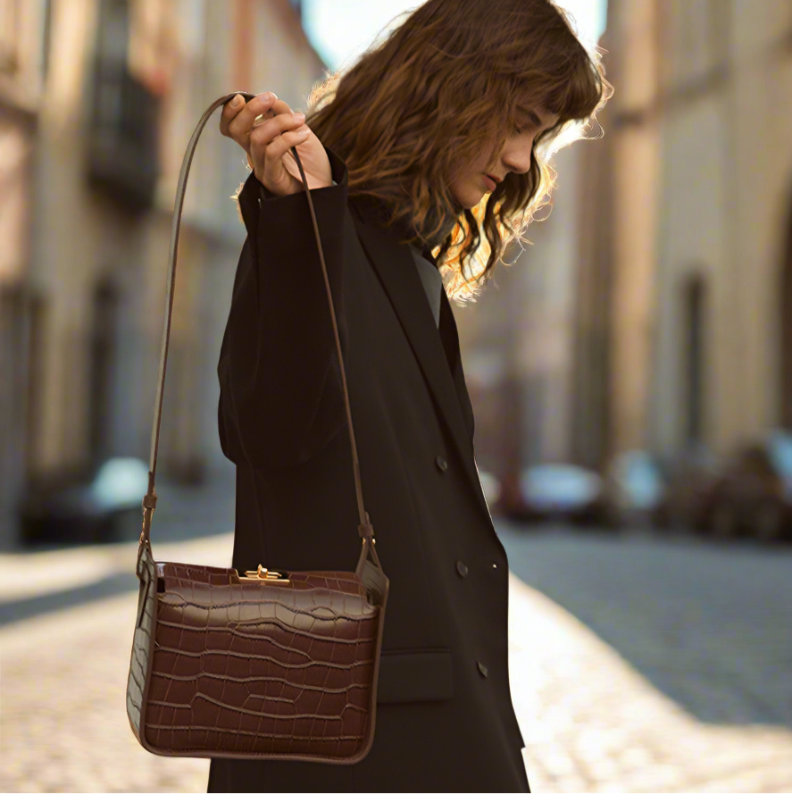 Textured Leather Handbag in Mocha - Hottest Color of 2025