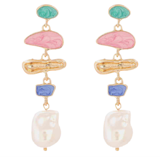 Synthetic Pearl Dangle Earrings