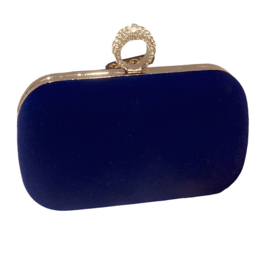 Sleek Suede Evening Bag with Ornate Clasp and Chain