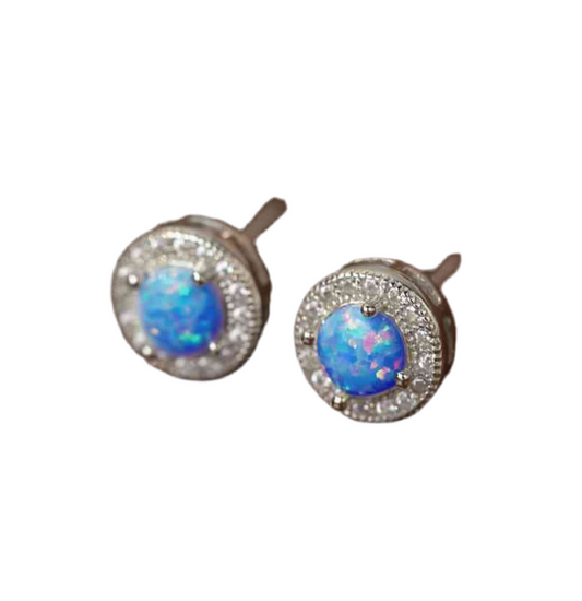 Opal 4-Prong Round Stud Earrings