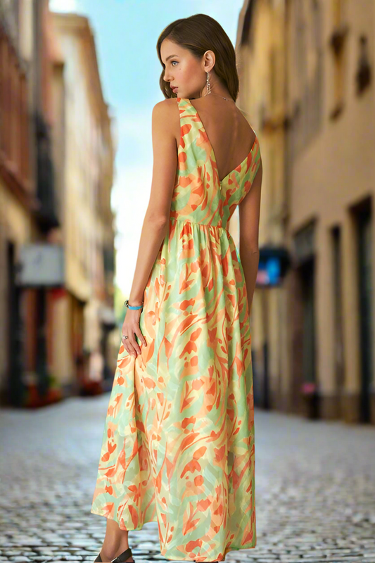 ADORA Abstract Floral V-Neck Maxi Dress