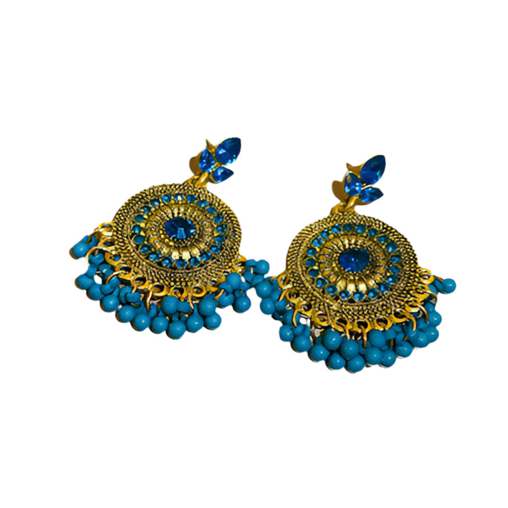 Rhinestone Alloy Bead Dangle Earrings