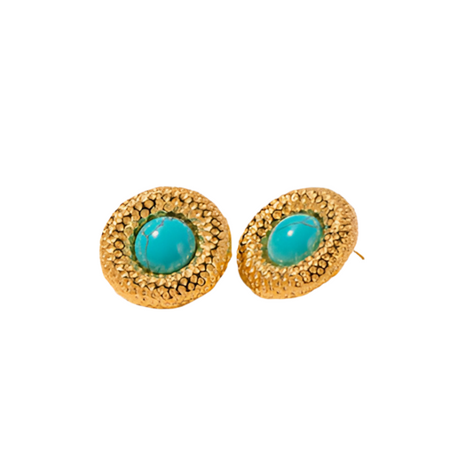 Faux Turquoise Gold-Plated Earrings