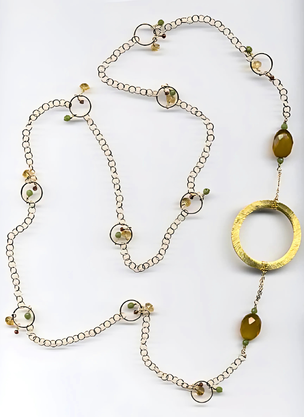 LARQUE Originals - Gold-Plated Lemon Quartz, Citrine, and Peridot Link Necklace