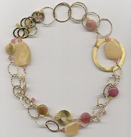 LARQUE Originals - Lemon Quartz & Rose Quartz Sterling Silver Link Necklace