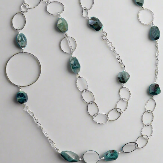 LARQUE Originals - Sterling Silver and Turquoise Nugget Link Necklace