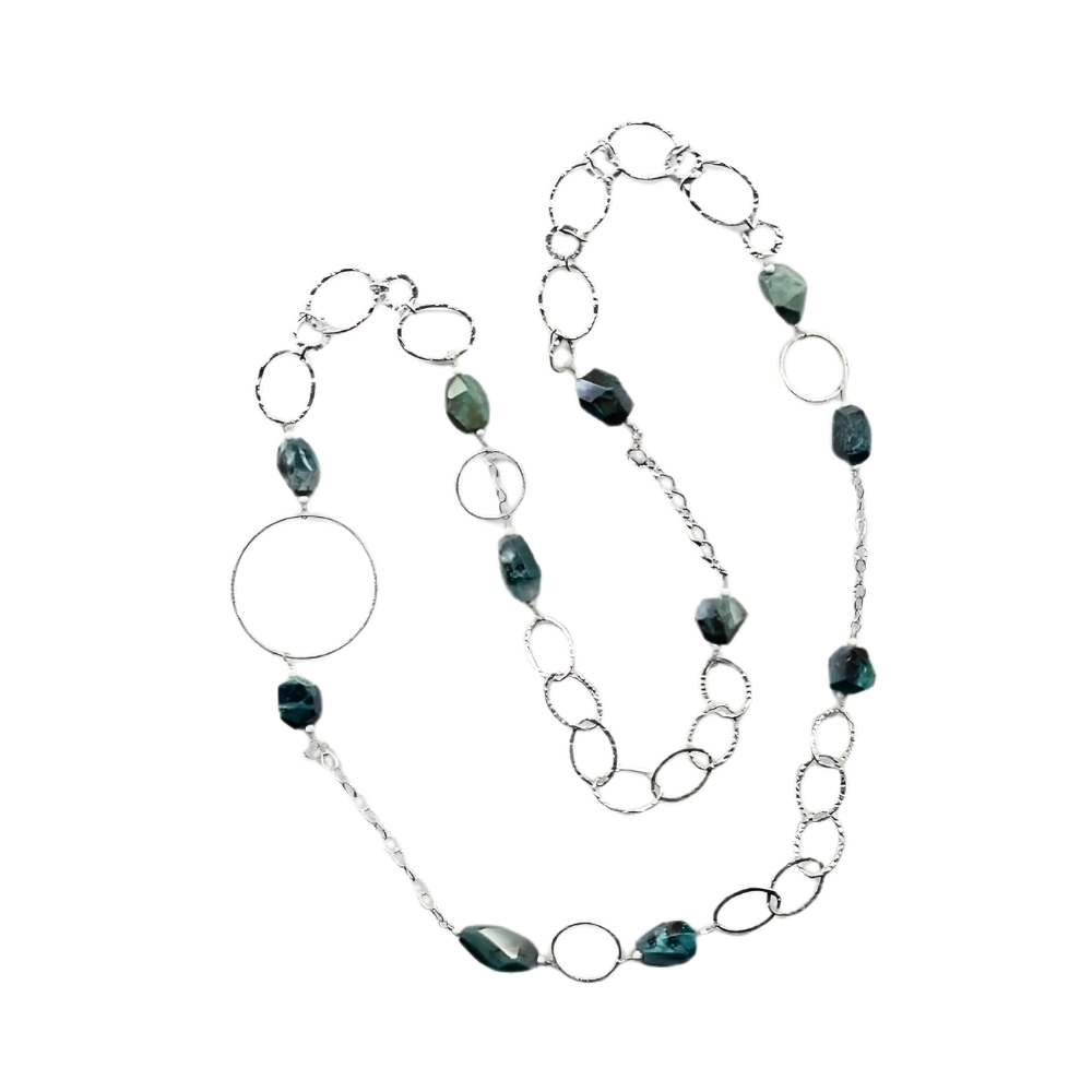 LARQUE Originals - Sterling Silver and Turquoise Nugget Link Necklace