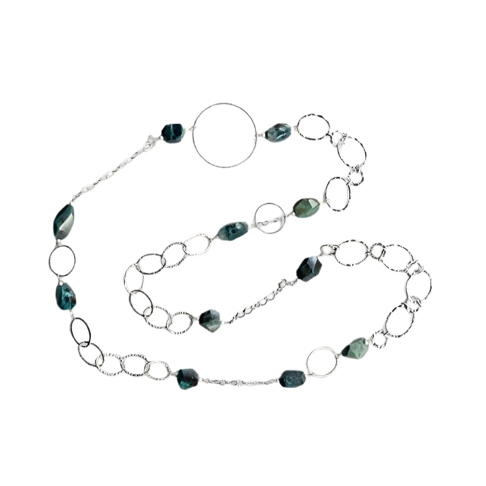 LARQUE Originals - Sterling Silver and Turquoise Nugget Link Necklace