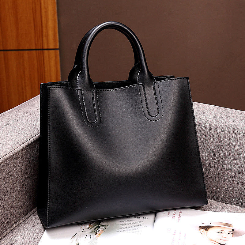 Large Leather Tote Bag with Shoulder Strap