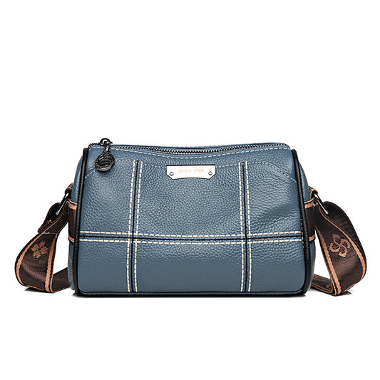 Leather Across-the-Pond Handbag in Blue, Green, Khaki or Black