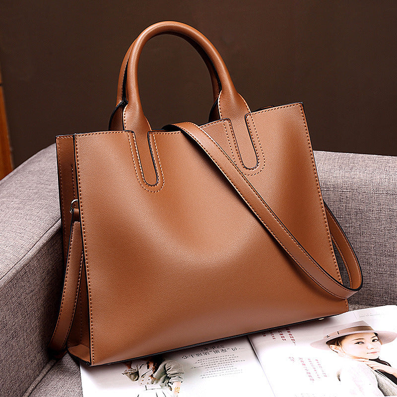 Large Leather Tote Bag with Shoulder Strap