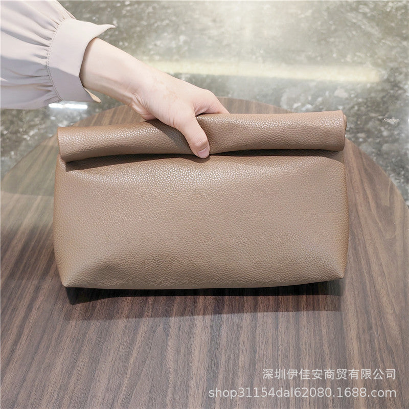 Faux Leather Rolldown Clutch